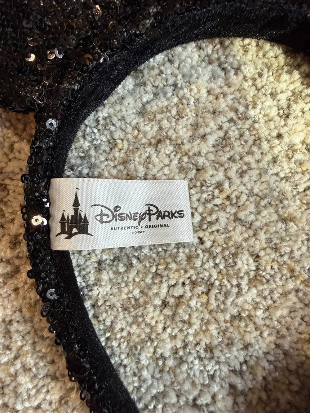 Disney Black Sequin Minnie Ears Headband with Red Sequin Bow